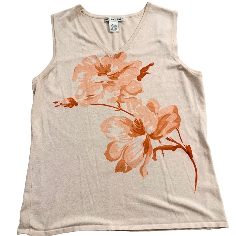 Jullian Jones | Sleeveless Silk Blend Shirt Floral Design Size Medium